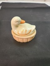 Jewerly Trinket Box Mini Duck On Nest Basket ENESCO 1983 - $6.92