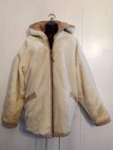 Kathy Ireland Reversible VTG Coat Beige Real Suede Leather / Cream Faux ... - £30.59 GBP