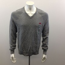 Merona Men&#39;s V Neck Sweater Medium Gray Long Sleeve Cotton Blend Pullove... - £7.11 GBP