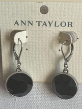 Ann Taylor Round  Black Leverback Multi Facet Drop Earrings New - £8.20 GBP