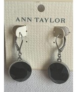 Ann Taylor Round  Black Leverback Multi Facet Drop Earrings New - £8.21 GBP