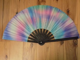 Japanese Art Print Silk Hand Folding Fan Fashion Decor Uv Northern Lights - £27.06 GBP