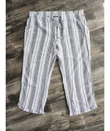 Per Se 1X Wide Leg Pant Stripe Linen Elastic Waist Pockets Relax Fit Lig... - €16,14 EUR
