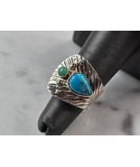 Womens Vintage Sterling Silver Southwestern Turquoise Ring 7.9g E3749 - $1,114.99 MXN