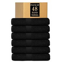 Lavish Touch 100% Cotton 600 GSM Melrose Pack of 48 Hand Towels Black - $94.99