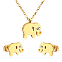 Cubic Zirconia &amp; 18K Gold-Plated Elephant Pendant Necklace &amp; Stud Earrings - £11.35 GBP