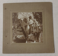 Vintage Cabinet Card Little Boy with Hat and Baby on Horse - £13.91 GBP