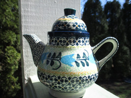 Boleslawiec Tulips Teapot Tea For One Made In Poland Handmade Polish Pottery F3 - £26.13 GBP