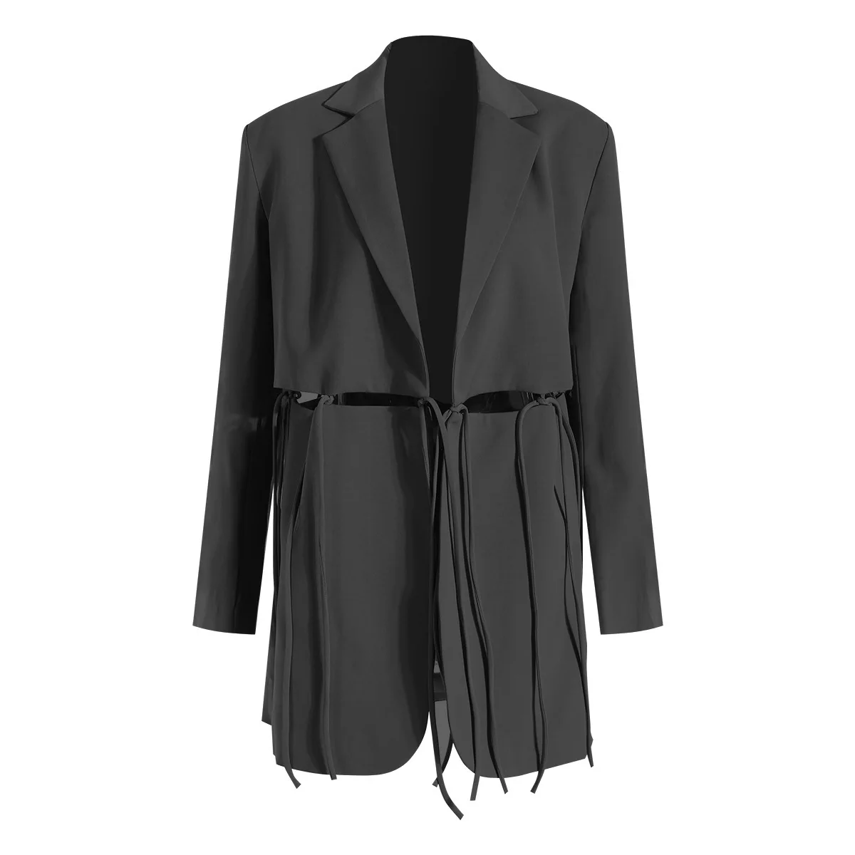 DEAT  Women&#39;s Blazer  Notched Long Sleeve Loose Patchwork Bandage Hollow Out Sui - £180.91 GBP