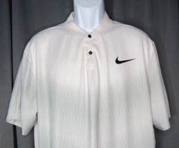 Nike Golf Dri-Fit White Gray Strips Blade Collar Tech Golf Polo Shirt Mens Sz XL - £18.62 GBP