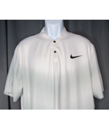 Nike Golf Dri-Fit White Gray Strips Blade Collar Tech Golf Polo Shirt Me... - £18.83 GBP