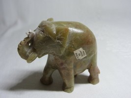 Vintage Carved Jade Elephant Figurine Small Statue Green Marble Made India - £23.34 GBP