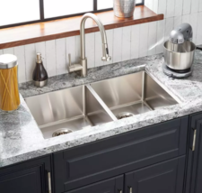New Stainless Steel 33&quot; Ortega Double-Bowl Sink - Single-Hole by Signatu... - $379.95