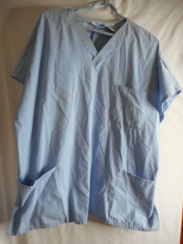 Blue Sx 2x (20W) Scrub Top Medical Uniform MHD Scrubs - $5.59