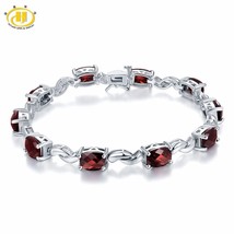 18Ct Natural Garnet Bracelet 7.25 Inches Solid 925 Sterling Silver women&#39;s Birth - £130.21 GBP