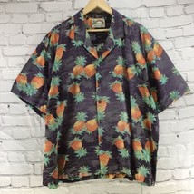 Paradise Found Vintage Hawaiian Shirt Pineapple Print Mens Black FLAW - £19.78 GBP