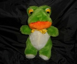 10&quot; VINTAGE BABY GREEN FROG FROGGY CARNIVAL TOY STUFFED ANIMAL PLUSH KOREA - £18.98 GBP