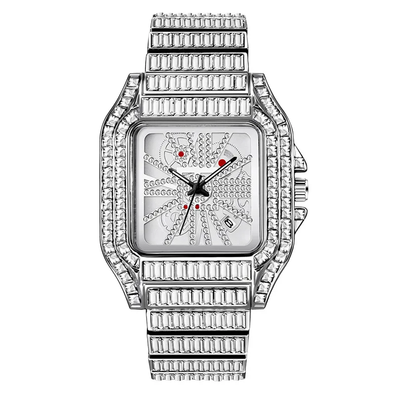 Big Brand Diamond Watches For Male Montre Homme Fashion Alloy Band Hip H... - £24.00 GBP