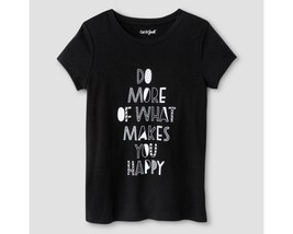 Cat &amp; Jack Girl T Shirt Short Sleeve Black More of What Makes You Happy Size L - £6.22 GBP