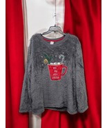 Gray Soft Fluffy Gray Women&#39;s Christmas Sweater Hot Chocolate Sz 3X 22W-24W - $41.01 CAD
