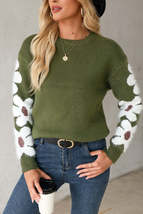 Jet Stream Flower Sleeve Drop Shoulder Sweater - $56.15