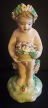 Antique 18th Century Porcelain Figurine Figure Putto Signed Flower Baske... - $150.00