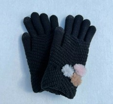 Womens Winter Warm Textured Knit Tech Touch Glove with Faux fur Poms Coz... - $10.39