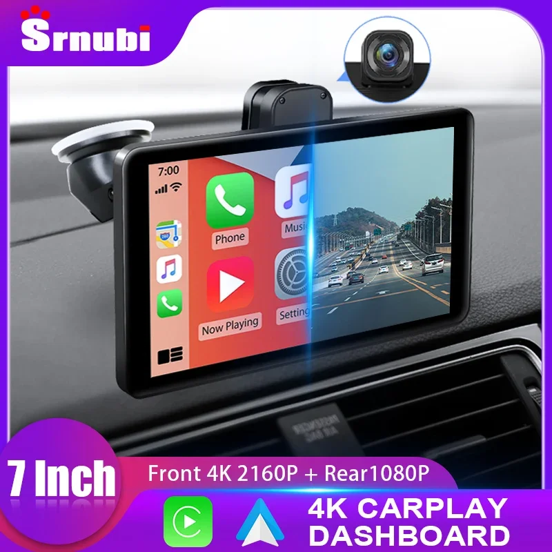 Srnubi Universal 7&quot; Car DVR 4K Carplay Android Auto Front and Rear Camera - £90.61 GBP+