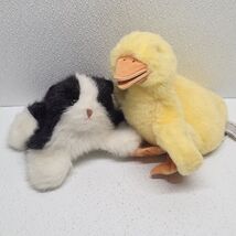 Folkmanis Black and White Kitten &amp; Yellow Gosling Duckling Hand Puppet P... - $34.55