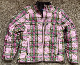 Lands&#39; End Girl&#39;s Pink Plaid Winter Jacket/Coat - Size M (10-12) - £19.04 GBP