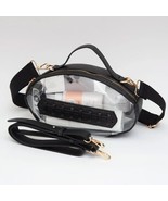New Clear football shaped Purse Bag Stadium Approved black w/2 straps NF... - $49.49