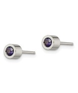Chisel   Blue CZ September Birthstone Post Earrings Stainless Steel Poli... - $35.23