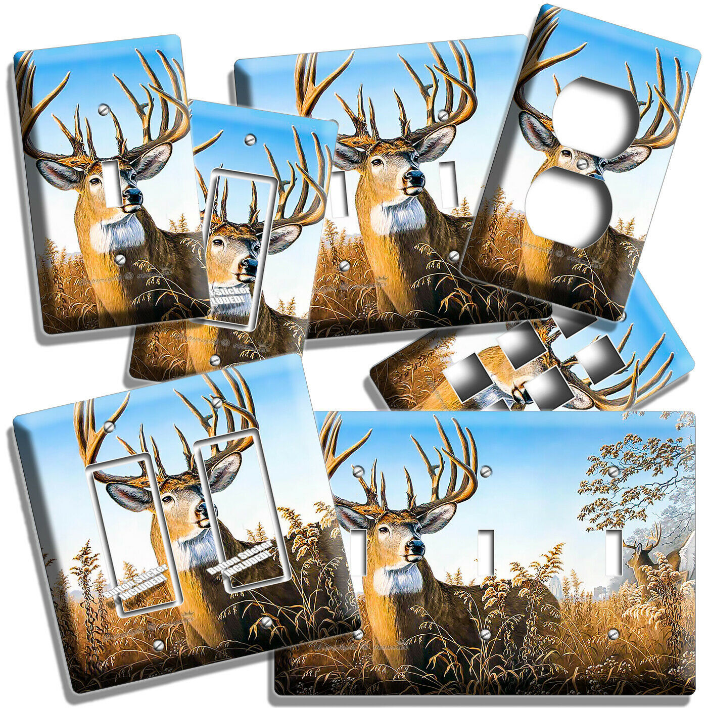 WHITETAIL DEER BUCK ANTLERS LIGHT SWITCH WALL PLATE OUTLET CABIN ROOM HOME DECOR