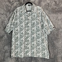 Southpole Button Up Shirt Mens XL Gray All Over Logo Print 21 Short Sleeve - $9.39