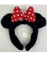 Disney Parks Fuzzy Fluff Minnie Mouse Black Ears Red Polka Dot Bow Ears ... - $22.91 CAD