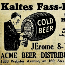 1945 WW2 German-USA Cold Beer Advertisement ACME Beer Distributors Bronx... - $468.48 MXN