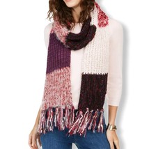 INC Colorblocked Fringe Muffler Scarf Berry New - £13.10 GBP