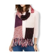 INC Colorblocked Fringe Muffler Scarf Berry New - £12.97 GBP