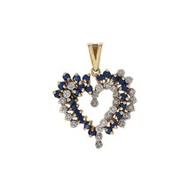 0.50 Ct.tw. Sapphire And Diamond Accent Heart Pendant 14K Yellow Gold - £330.81 GBP