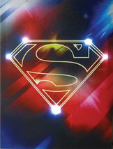 DC Comics Superman Shield Logo 12&quot; x 16&quot; Lighted Stretched Canvas Wall Art NEW - £19.38 GBP