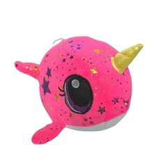 Fiesta Pink Moon Glow Narwhal Whale Glitter Stars Plush Stuffed Animal 12&quot; - £22.10 GBP