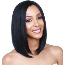 Middle Part Natural Black Synthetic Fiber Wigs 12 inch for Women - £10.35 GBP