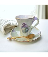 Brentwood &quot;Iris Medley&quot; Fine Bone China Cup &amp; Saucer Set With Spoon 81895 - $32.25 CAD