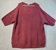 Women Within Sweater Womens 1X Maroon Knit Cotton Short Sleeve Round Nec... - $18.39