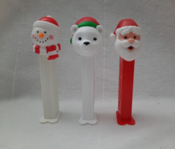 3 Christmas Themed Pez Dispensers  w/ Feet ~ Santa Polar Bear Snowman with Scarf - $8.86