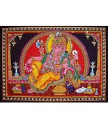 Cotton Fabric Ganesh / Ganesha / Ganpati Yoga Tapestry 30&quot; X 43&quot; India - $192.60 MXN