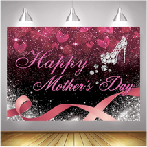 Happy Mother&#39;S Day Party Backdrop Diamond High Heel Photo Photography Background - £14.18 GBP