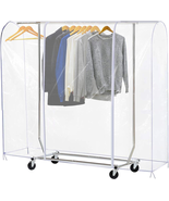 Ruibo Clear Garment Rack Cover Dustproof Clothes Rack Cover with 2 Durab... - £24.70 GBP