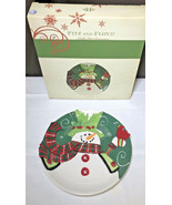 Fitz and Floyd Holly Hat Snowman Canape Plate - $9.78