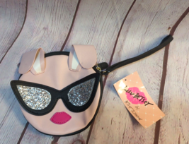 Luv Betsy By Betsy Johnson pink round bunny wristlet purse bag cat eye g... - £15.77 GBP